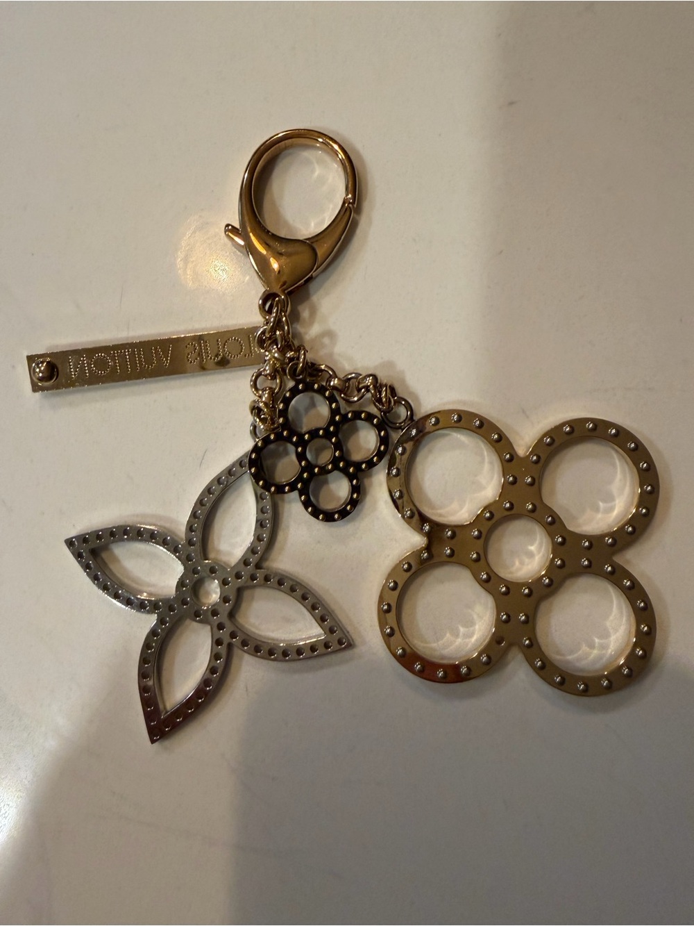 Louis Vuitton Gold and Silver Flower Charm Key Holder